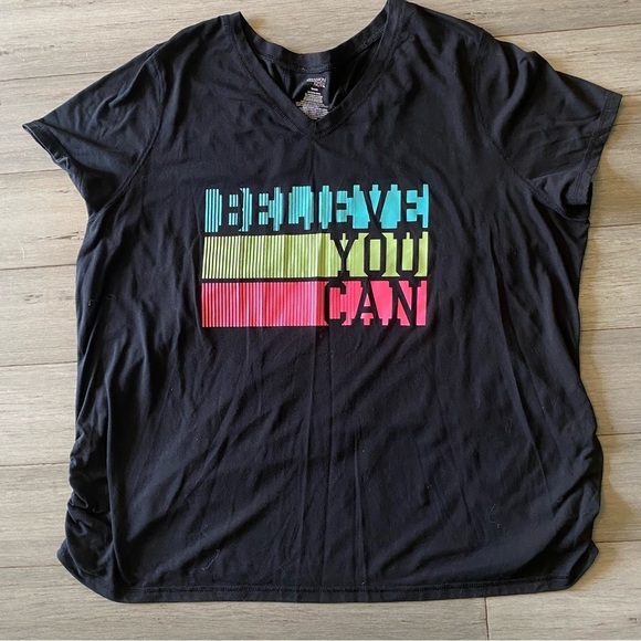DANSKIN Now Women's Plus size 4x Black "Believe You Can" Graphic Inspire T-Shirt - Picture 1 of 6